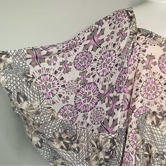 Free People Floral Geometric Printed Flutter Wing Sleeve Tunic Mini Dress, Small - Picture 7 of 15